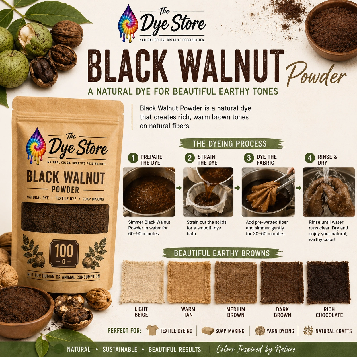 Black walnut powder natural dye guide