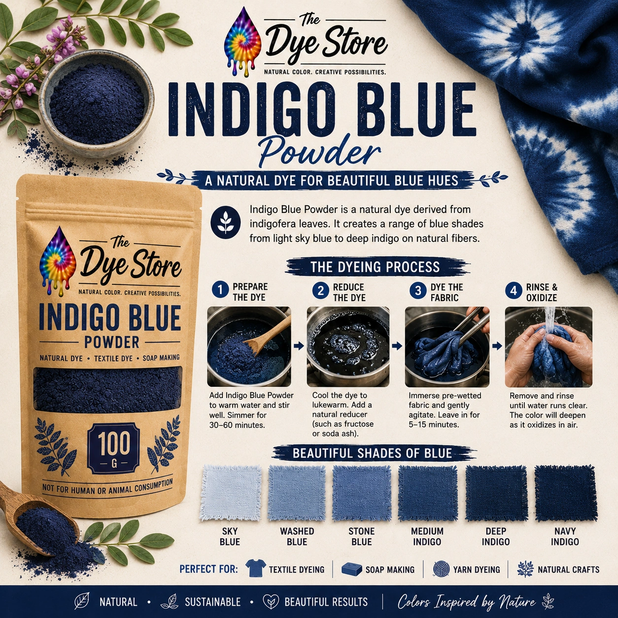 Indigo blue powder natural dye guide