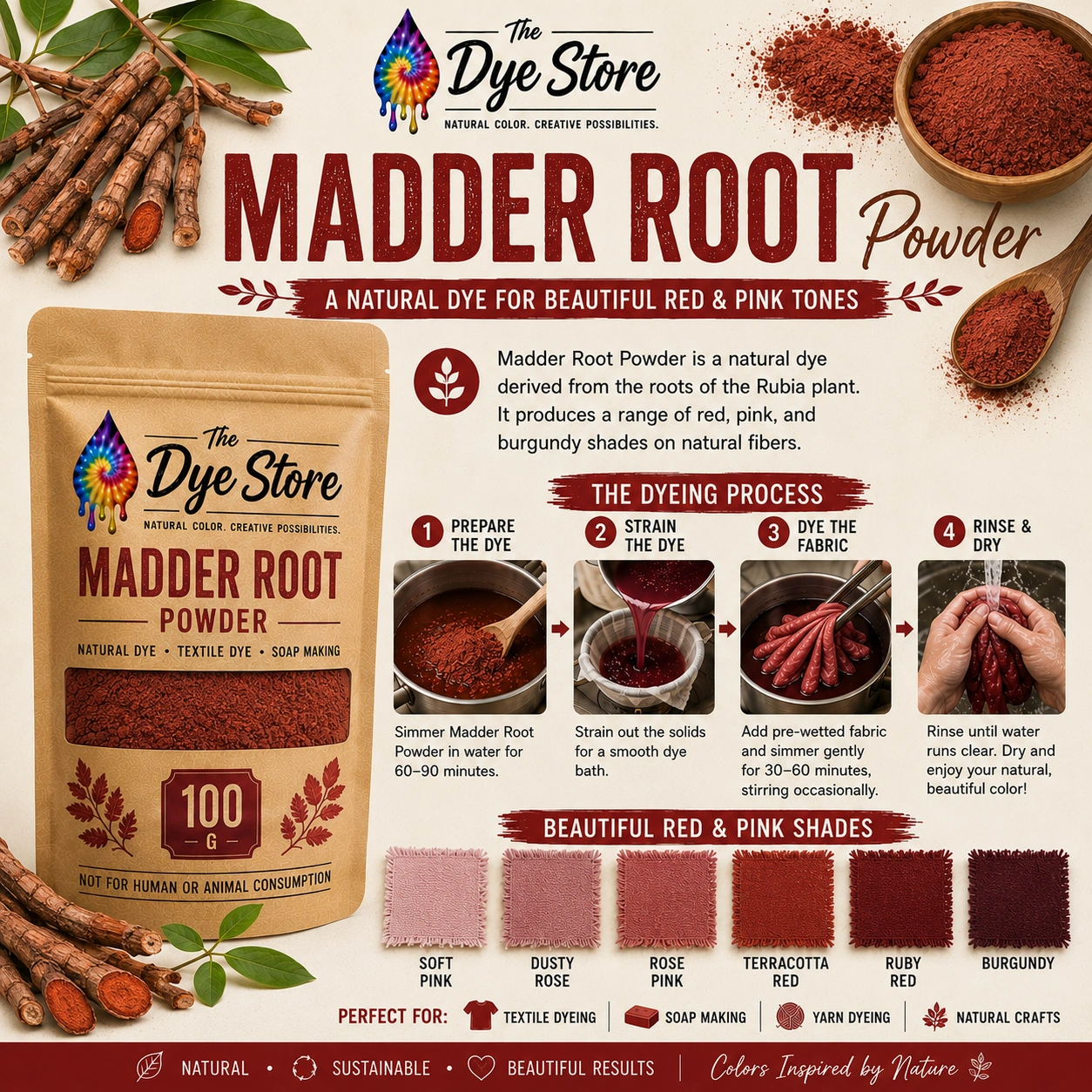 Madder root powder natural dye guide