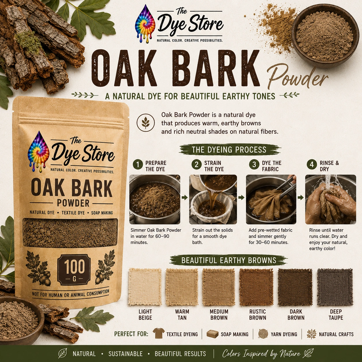 Oak bark powder natural dye guide