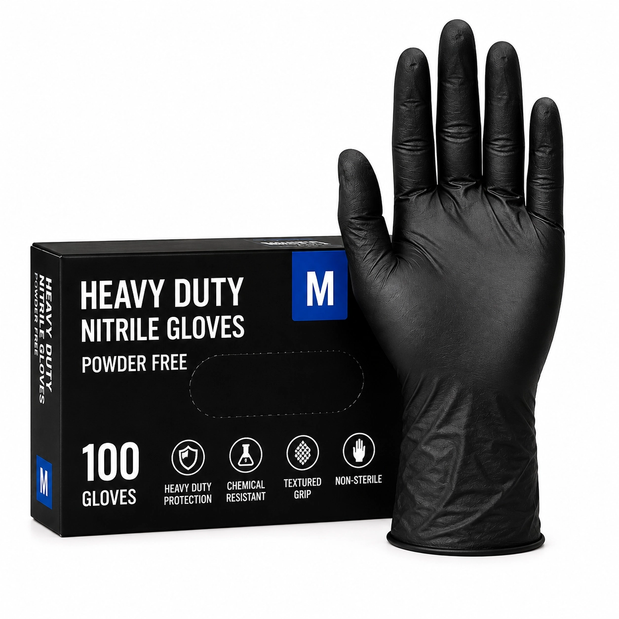 Professional Heavy-Duty Nitrile Gloves, 100 Count
