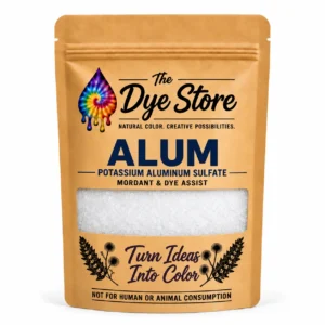 The Dye Store Alum, Potassium Aluminum Sulfate in a single kraft pouch with white crystals visible through the window