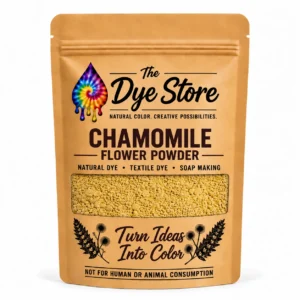 The Dye Store Chamomile Flower Powder in a single kraft pouch with yellow-green powder visible through the window