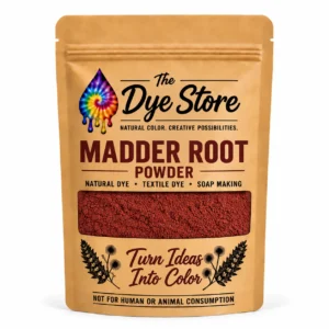 The Dye Store Madder Root Powder in a single kraft pouch with red-brown powder visible through the window