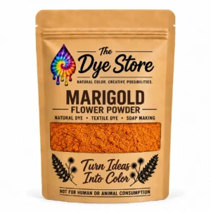 The Dye Store Marigold Flower Powder in a single kraft pouch with orange powder visible through the window