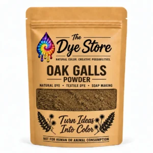 The Dye Store Oak Galls Powder in a single kraft pouch with brown powder visible through the window